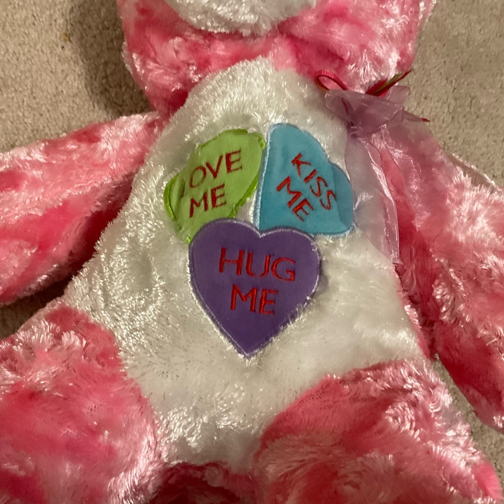 Pink and White Plush Teddy Bear - Picture 2 of 3